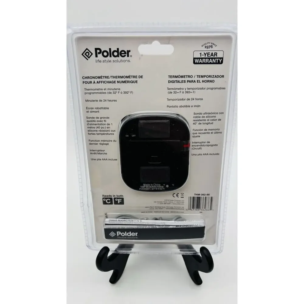 New Polder Digital In-Oven Thermometer & Timer THM-362-86 New Sealed